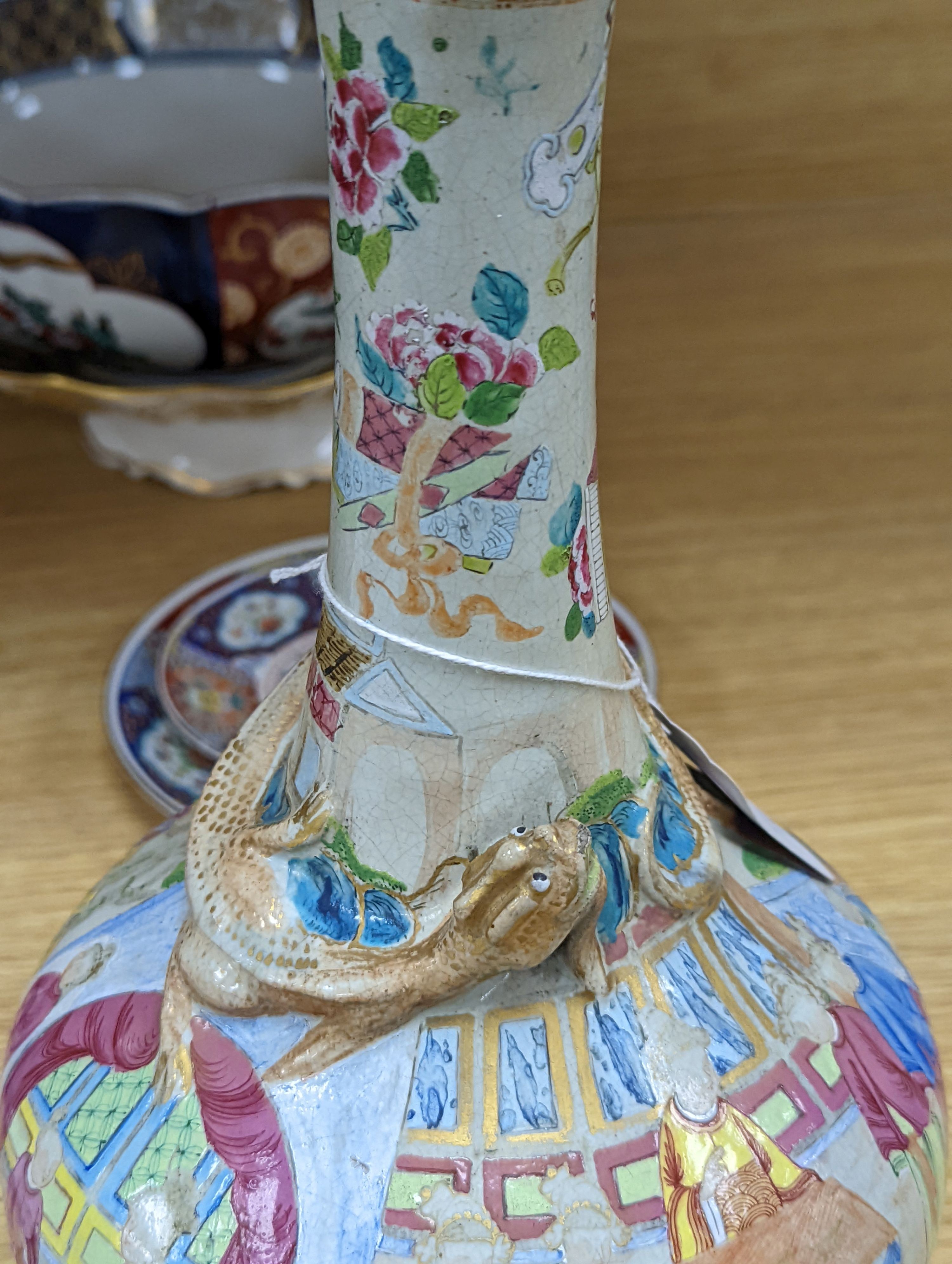 A late 19th century famille rose vase, 34cm